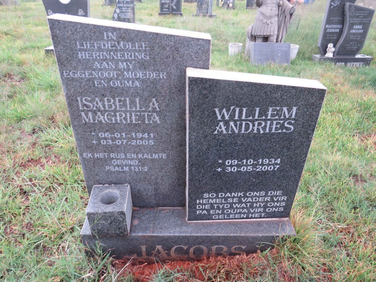 JACOBS Willem Andries 1934-2007 & Isabella Magrieta 1941-2005