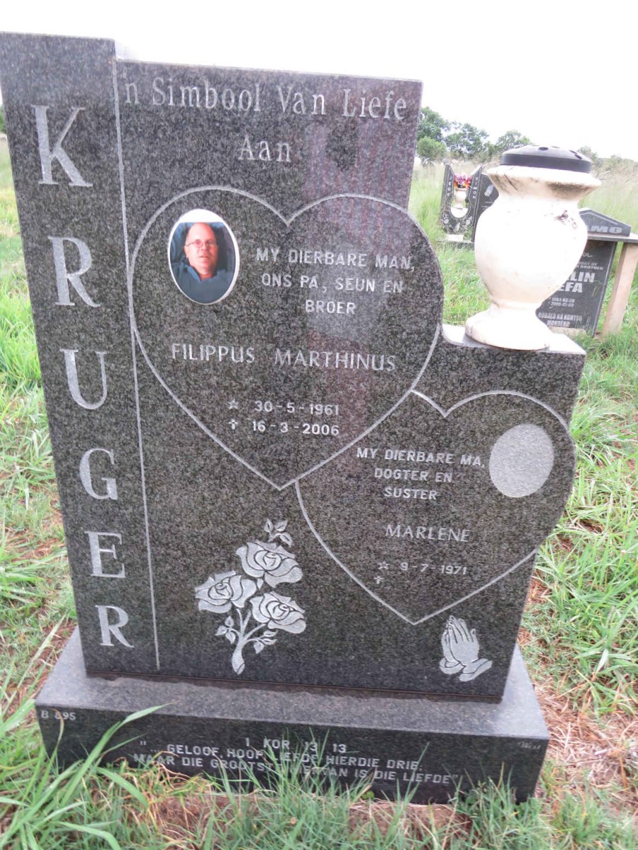 KRUGER Filippus Marthinus 1961-2006 & Marlene 1971-