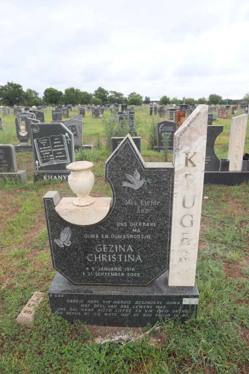 KRUGER Gezina Christina 1916-2002
