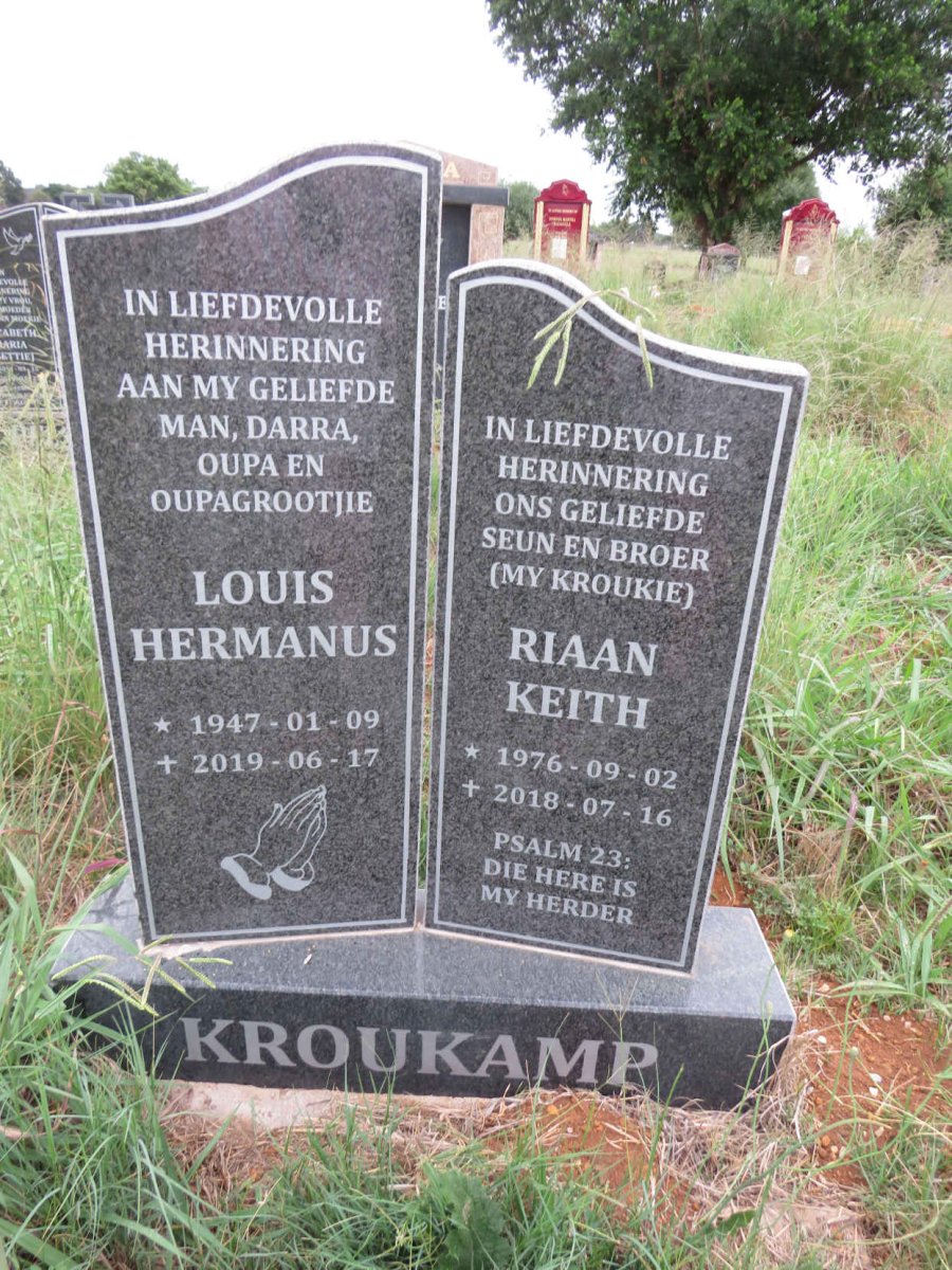 KROUKAMP Louis Hermanus 1947-2019 :: KROUKAMP Riaan Keith 1976-2018