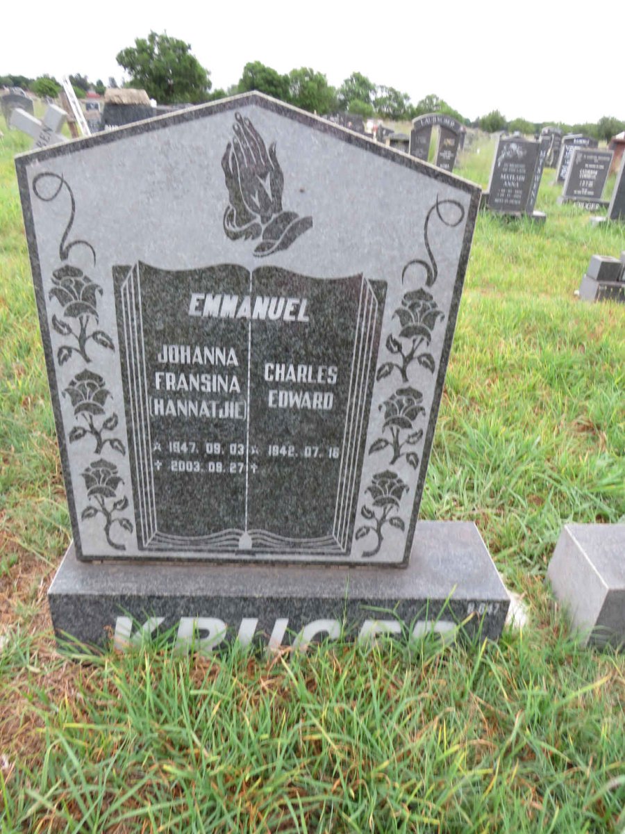 KRUGER Charles Edward 1942- & Johanna Fransina 1947-2003