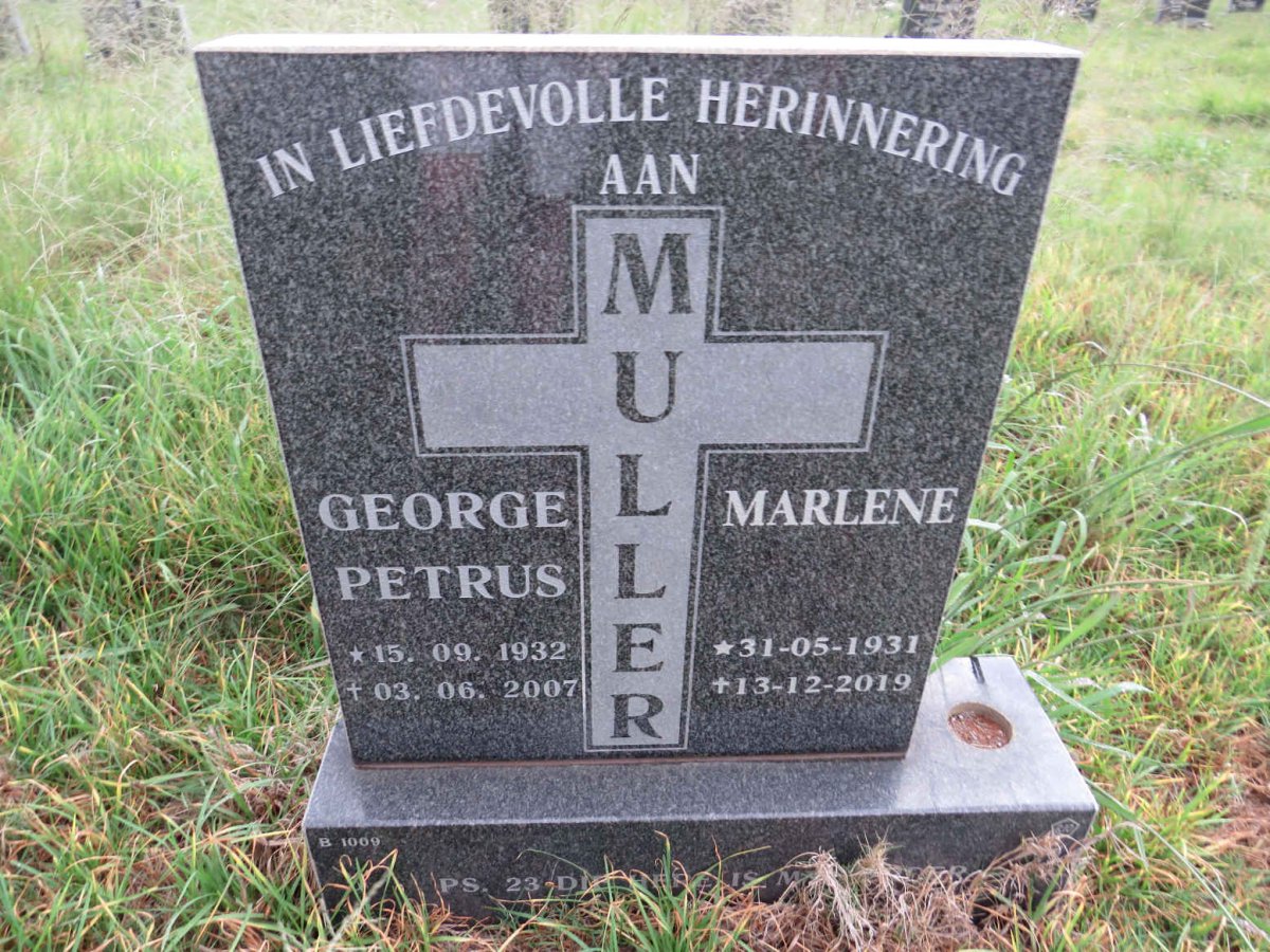 MULLER George Petrus 1932-2007 & Marlene 1931-2019