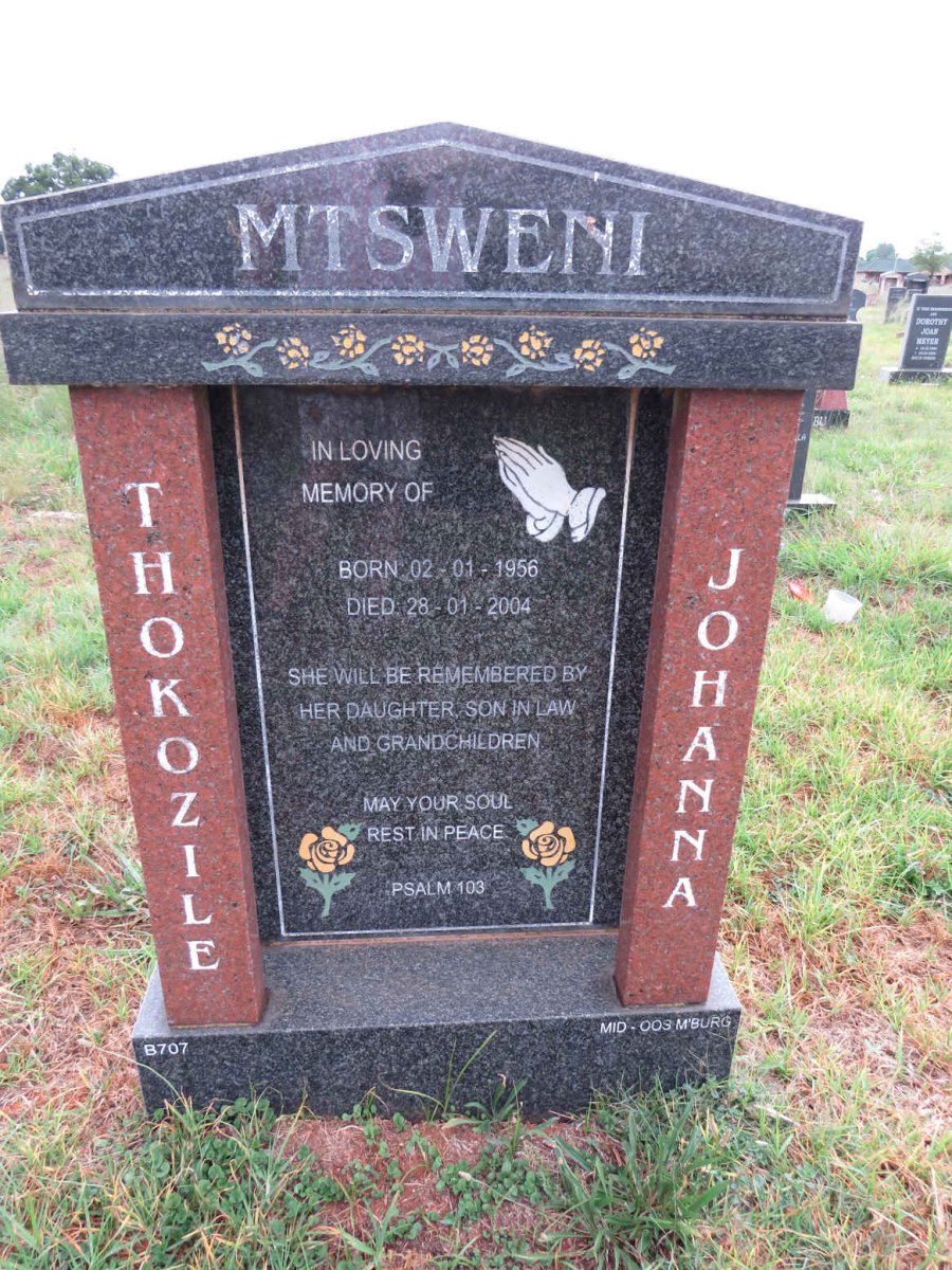 MTSWENI Thokozile Johanna 1956-2004