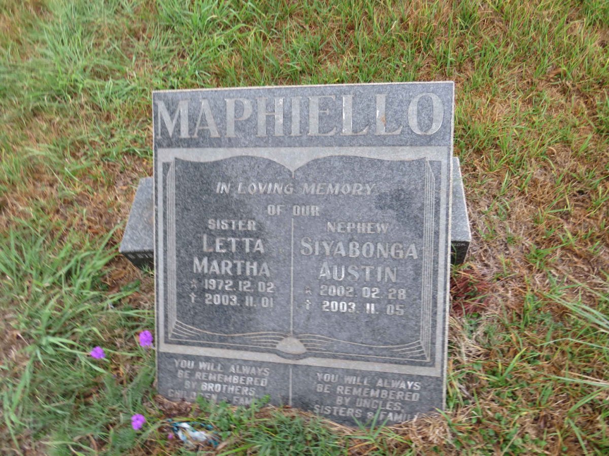 MAPHIELLO Letta Martha 1972-2003 :: MAPHIELLO Siyabonga Austin 2002-2003