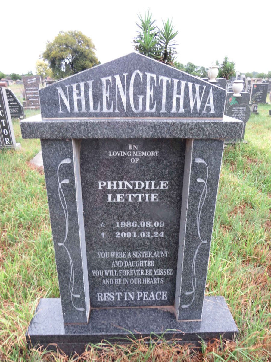 NHLENGETHWA Phindile Lettie 1986-2001