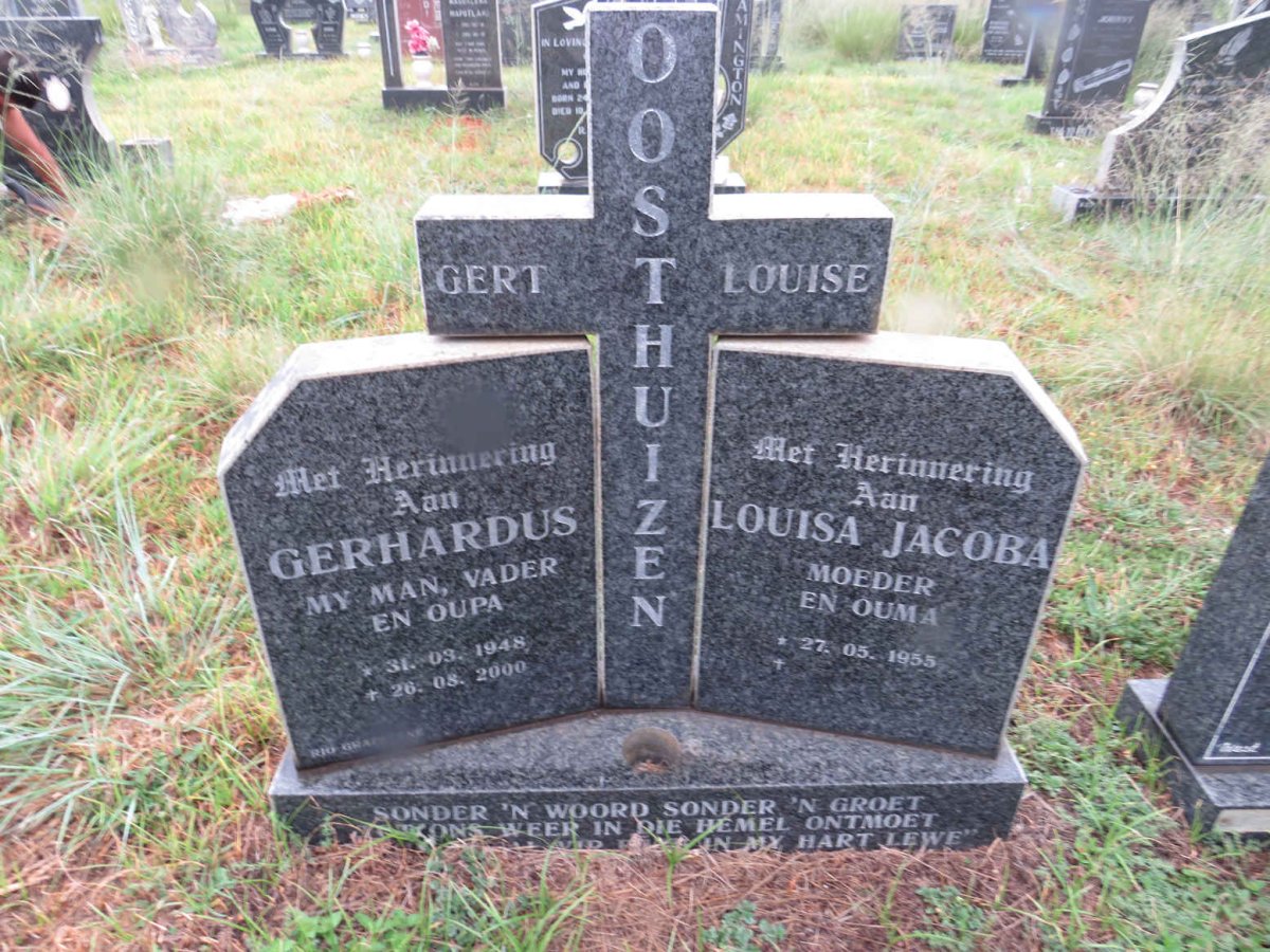 OOSTHUIZEN Gerhardus 1948-2000 & Louisa Jacoba 1955-