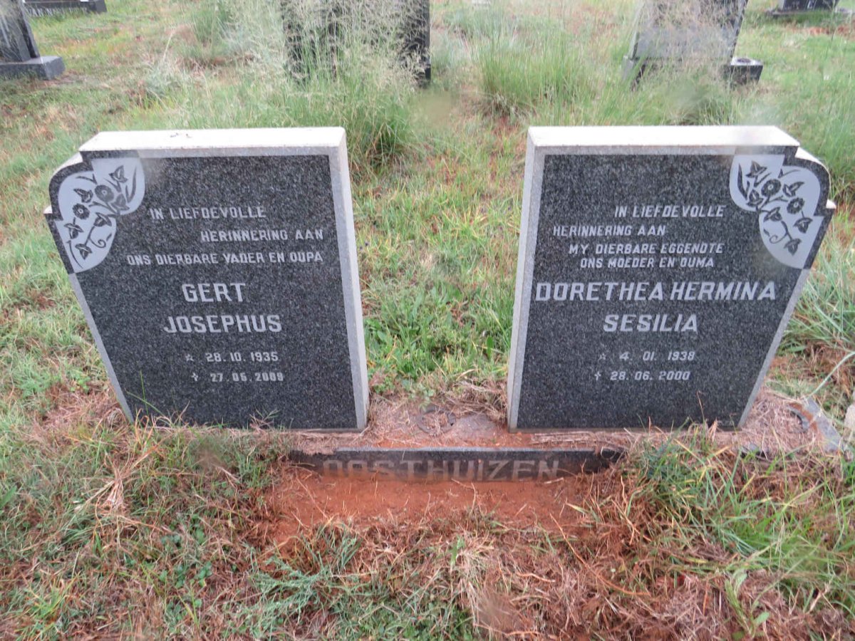 OOSTHUIZEN Gert Josephus 1935-2009 & Dorethea Hermina Sesilia 1938-2000