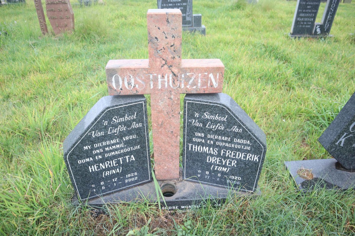 OOSTHUIZEN Thomas Frederik Dreyer 1920-2005 & Henrietta 1925-2002