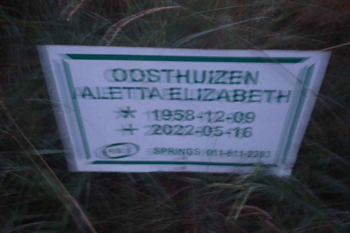 OOSTHUIZEN Aletta Elizabeth 1958-2022