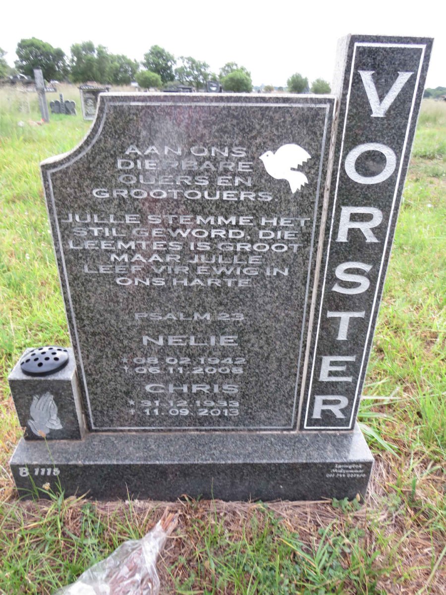 VORSTER Chris 1933-2013 & Nellie 1942-2008