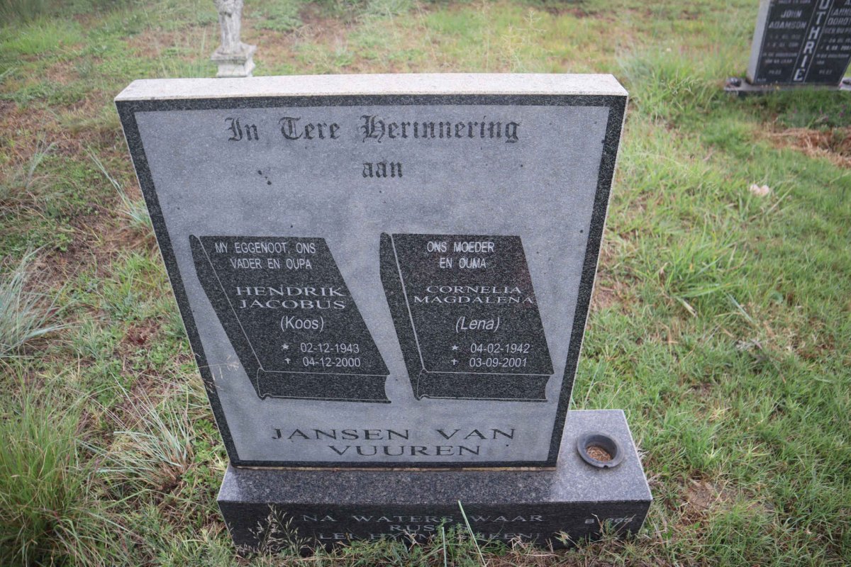 VUUREN Hendrik Jacobus, Jansen van 1943-2000 & Cornelia Magdalena 1942-2001