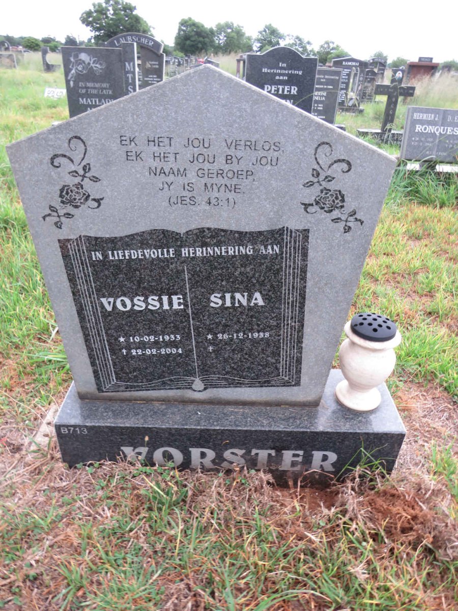 VORSTER Vossie 1933-2004 & Sina 1938-
