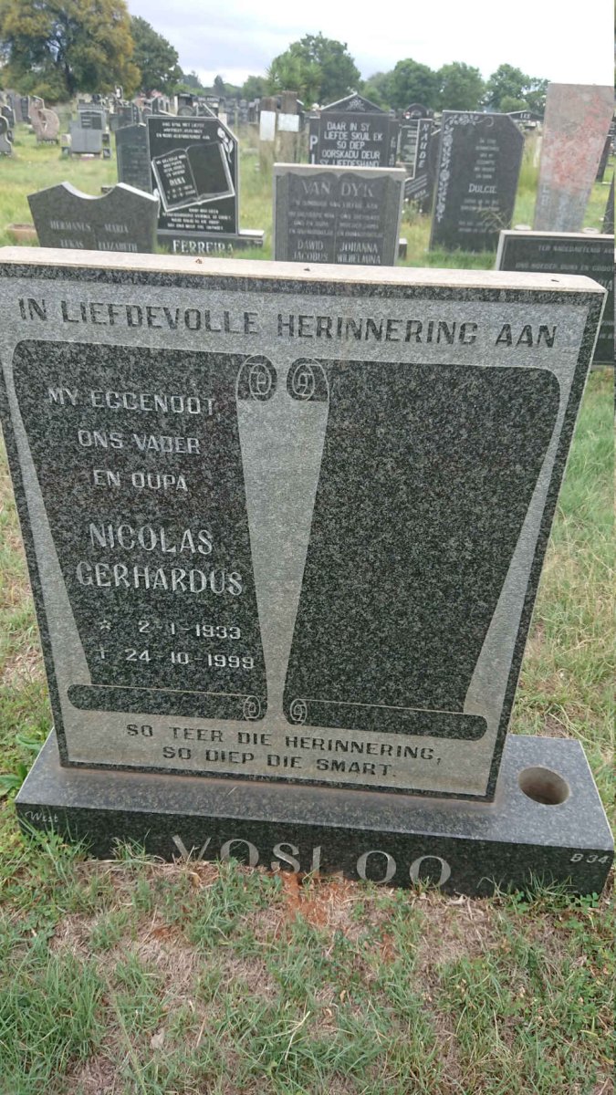 VOSLOO Nicolas Gerhardus 1933-1999