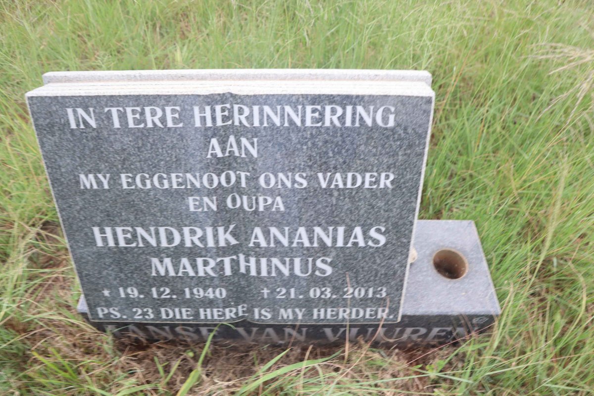 VUUREN Hendrik Ananias Marthinus, Janse van 1940-2013