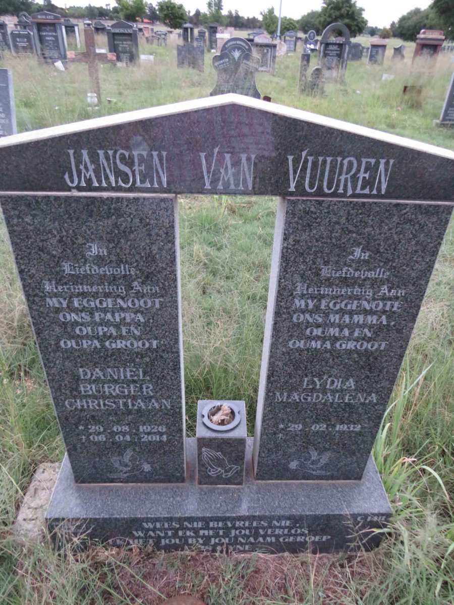 VUUREN Daniel Burger Christiaan, Jansen van 1926-2014 & Lydia Magdalena 1932-