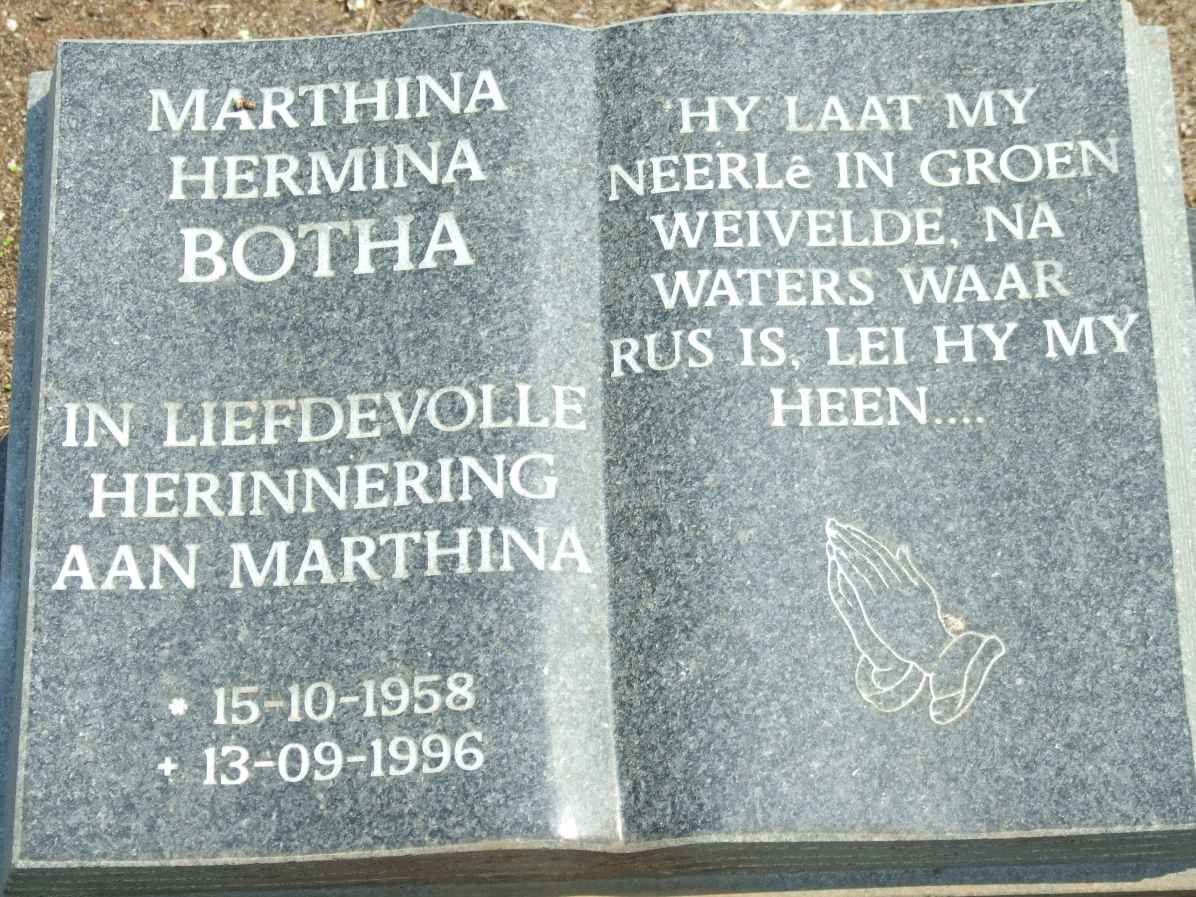 BOTHA Marthina Hermina 1958-1996