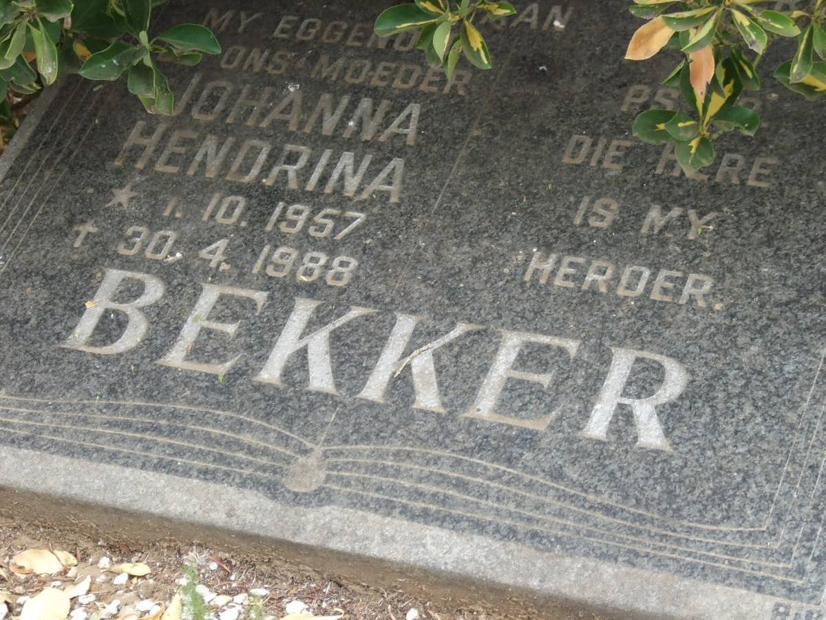 BEKKER Johanna Hendrina 1957-1988