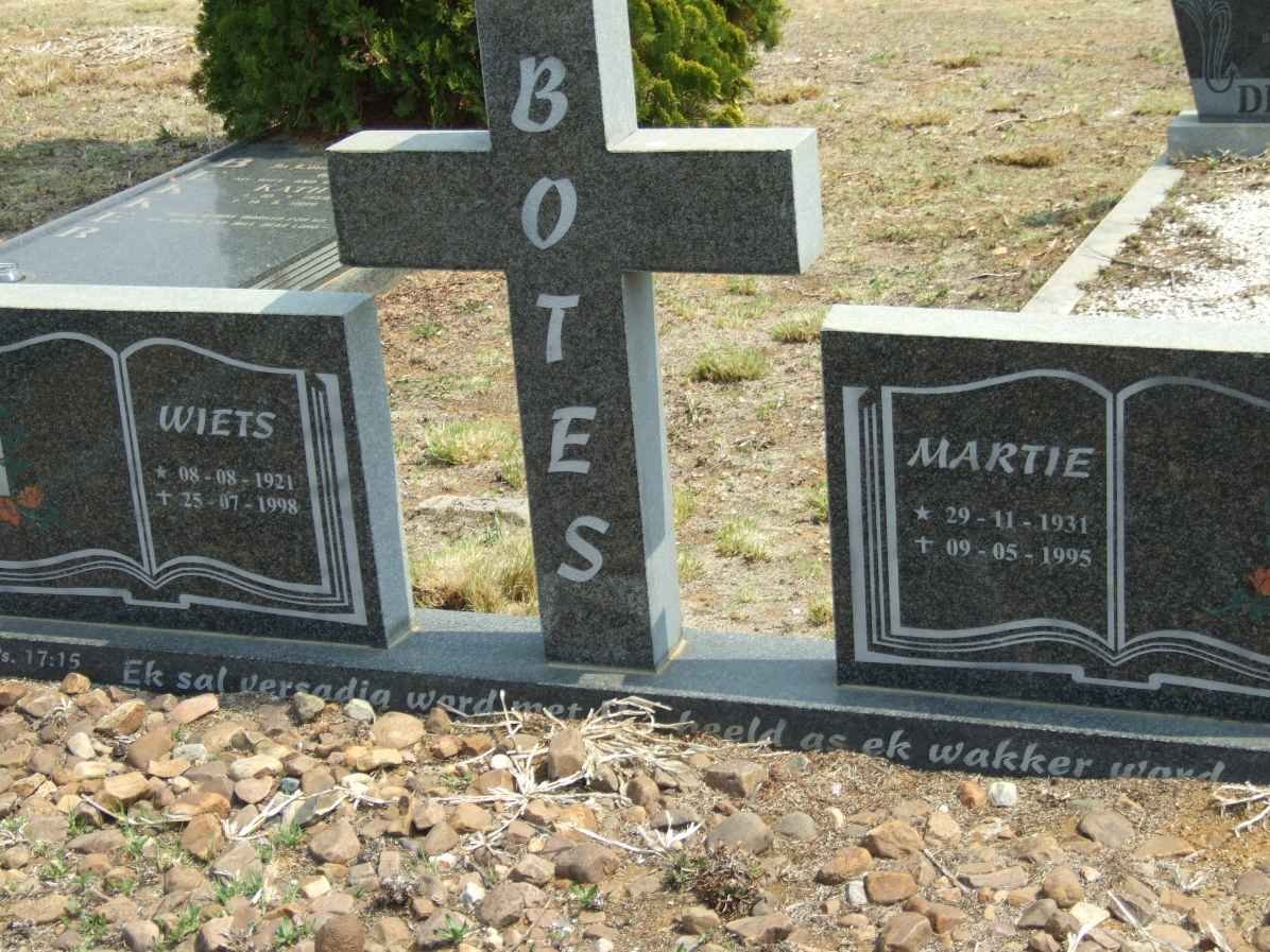 BOTES Wiets 1921-1998 &amp; Martie 1931-1995