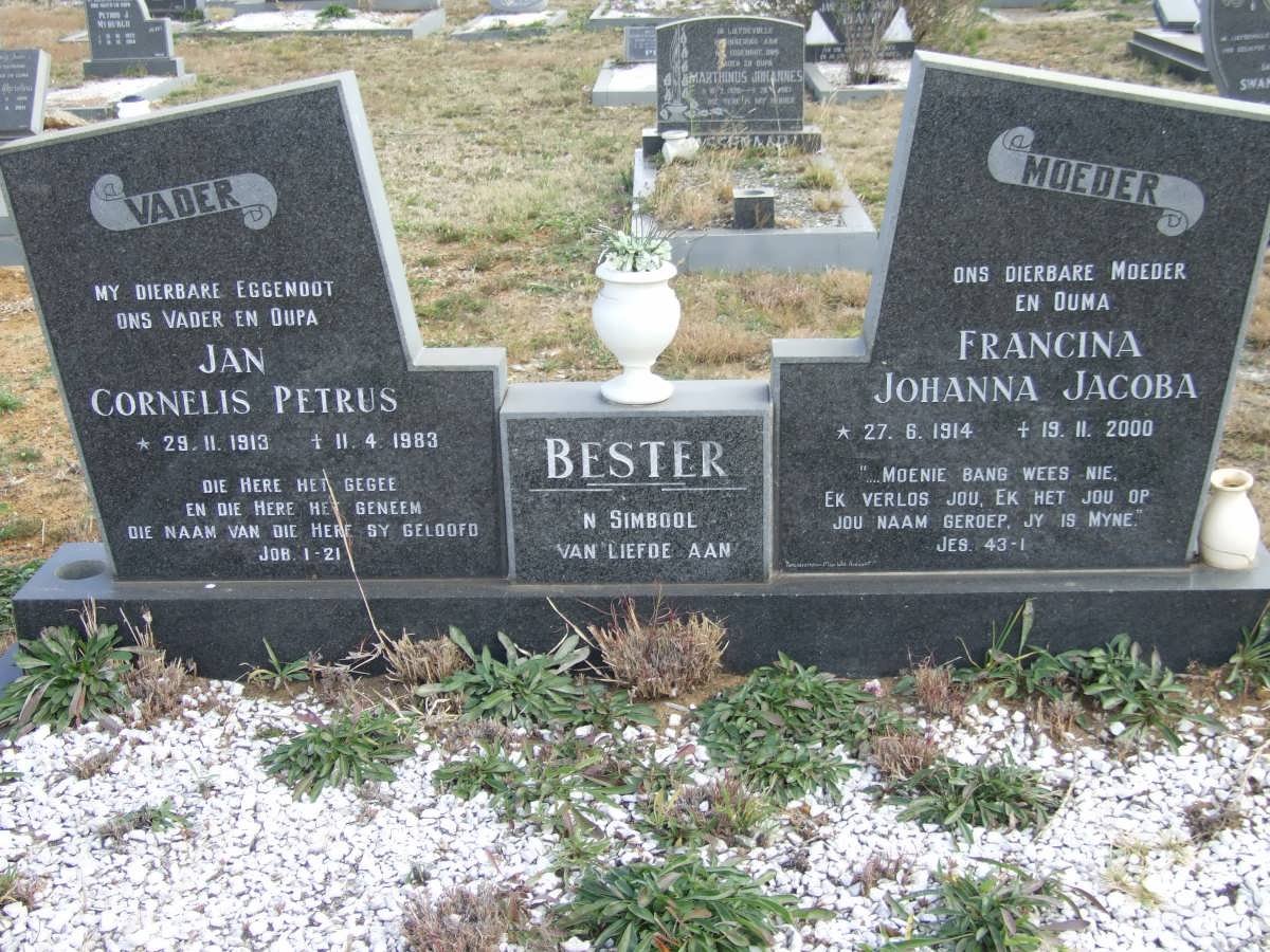 BESTER Jan Cornelis Petrus 1913-1983 &amp; Francina Johanna Jacoba 1914-2000
