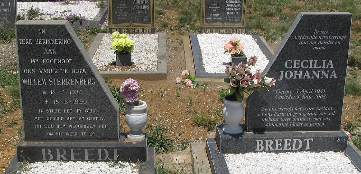 BREEDT Willem Sterrenberg 1935-1990 &amp; Ceclia Johanna 1941-2008