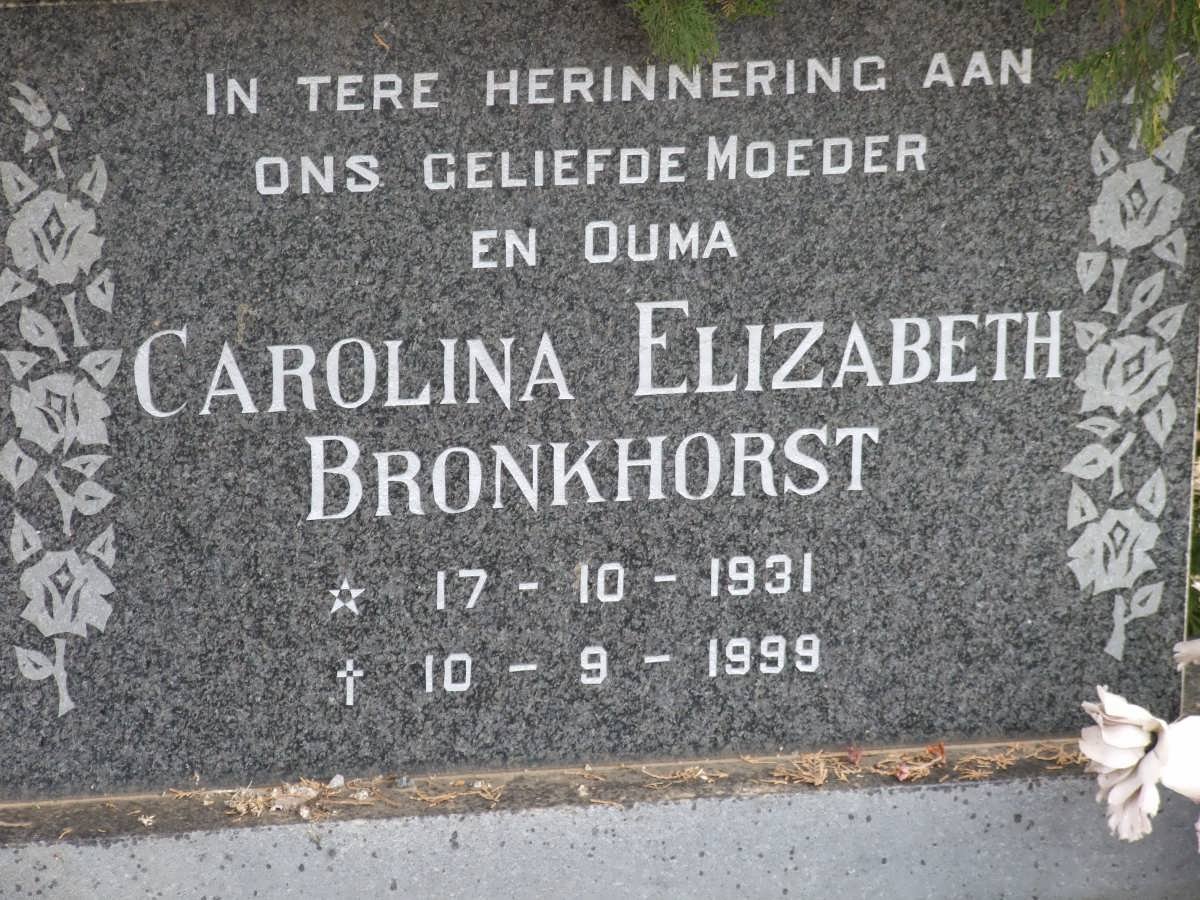 BRONKHORST Carolina Elizabeth 1931-1999