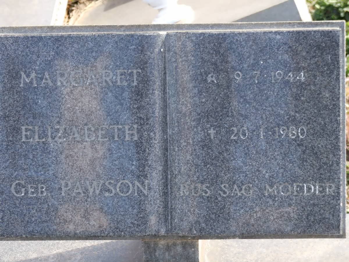BERG Margaret Elizabeth, van der nee PAWSON 1944-1980