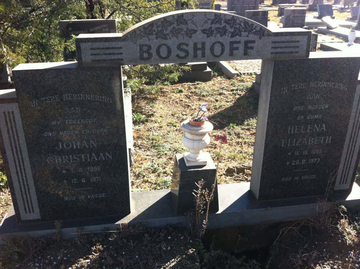 BOSHOFF Johan Christiaan 1896-1971 &amp; Helena Elizabeth 1898-1973