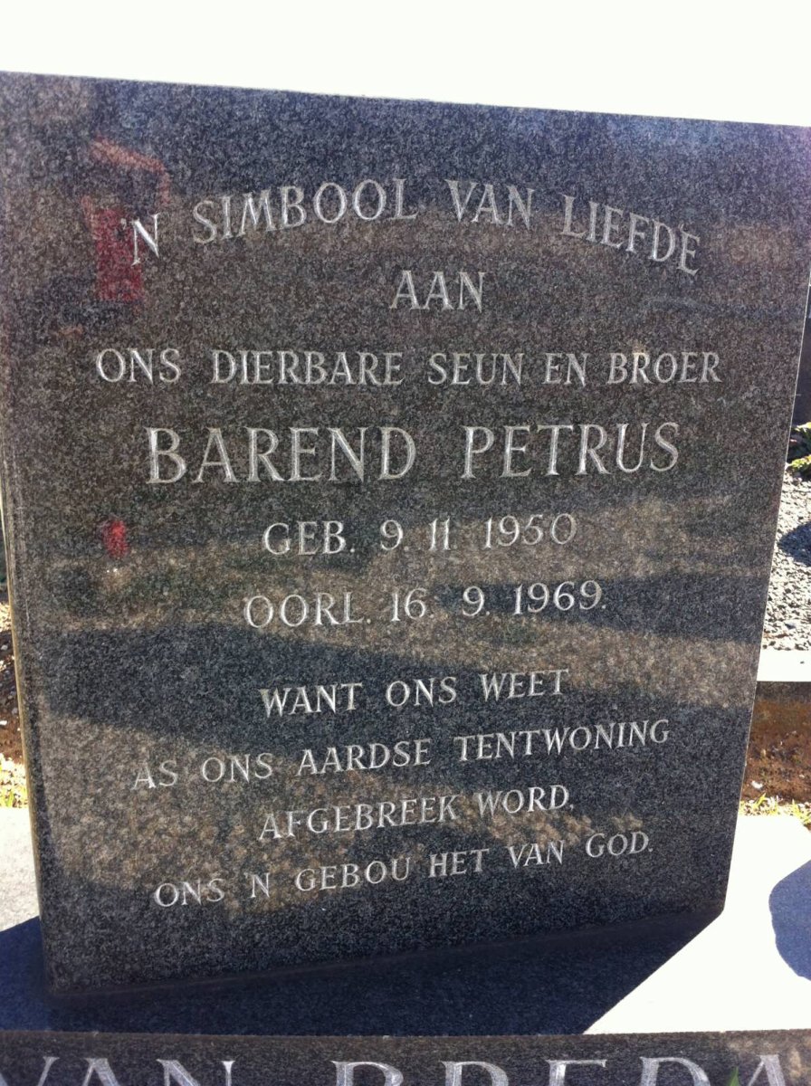 BREDA Barend Petrus, van 1950-1969