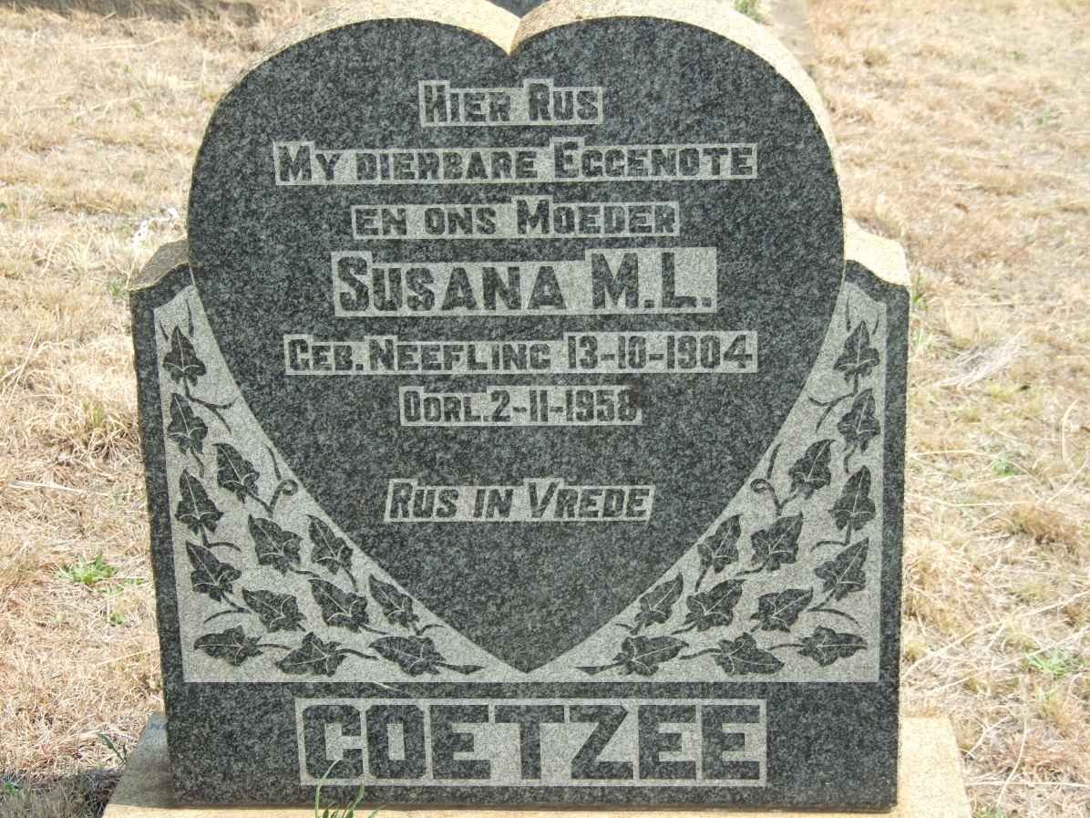COETZEE Susana M.L. nee NEEFLING 1904-1958