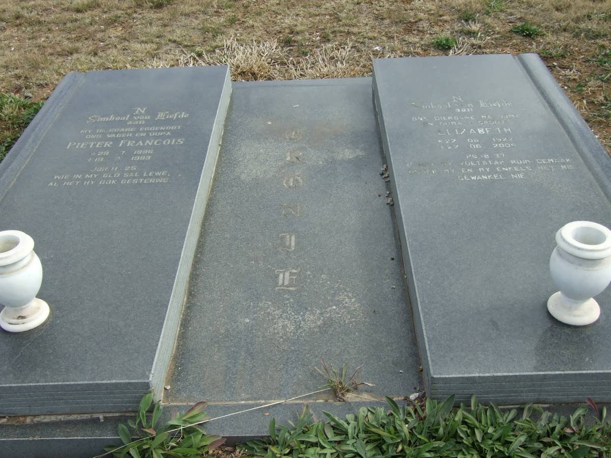CRONJE Pieter Francois 1896-1983 &amp; Elizabeth 1922-2004