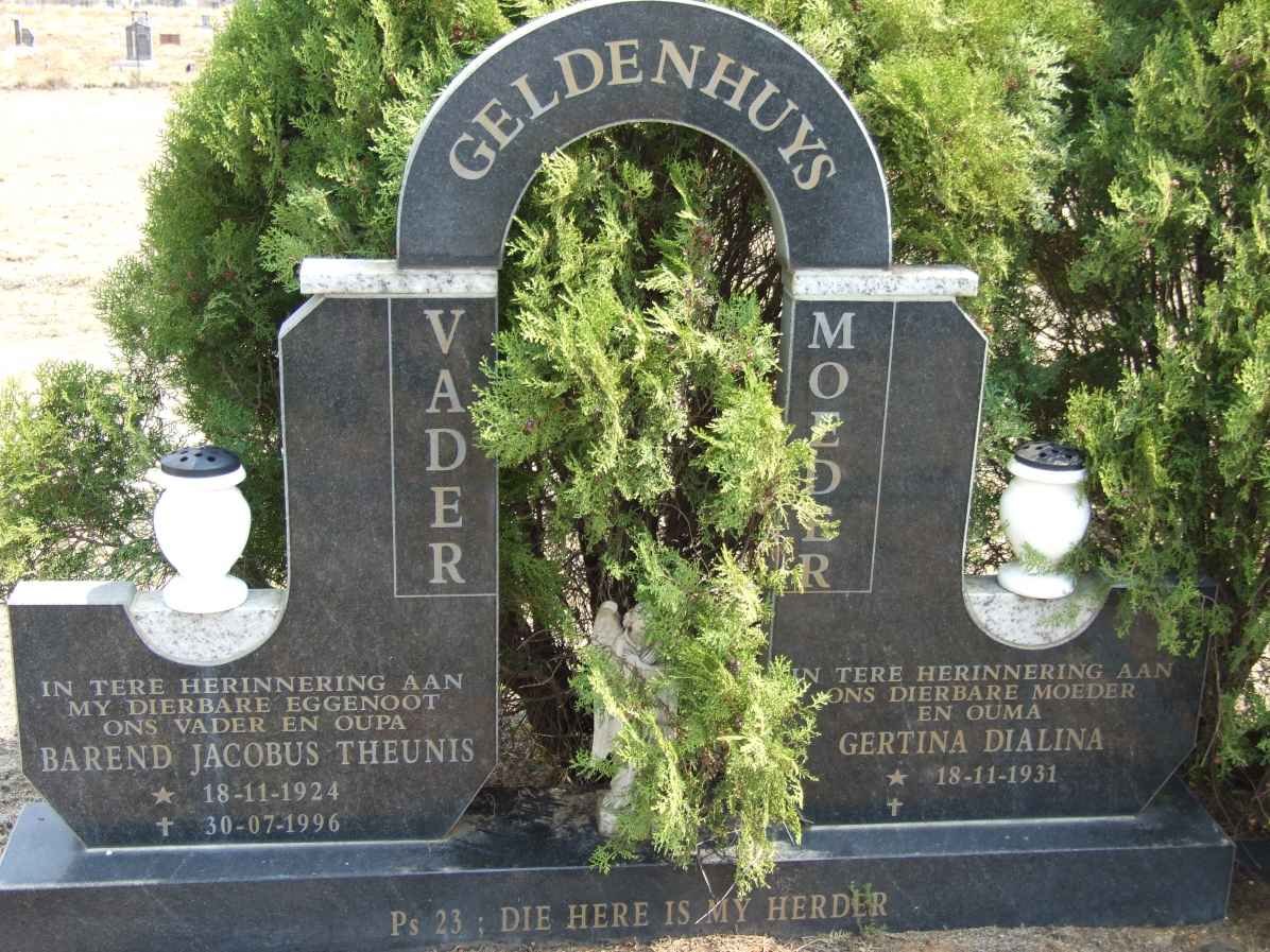 GELDENHUYS Barend Jacobus Theunis 1924-1996 &amp; Gertina Dialina 1931-
