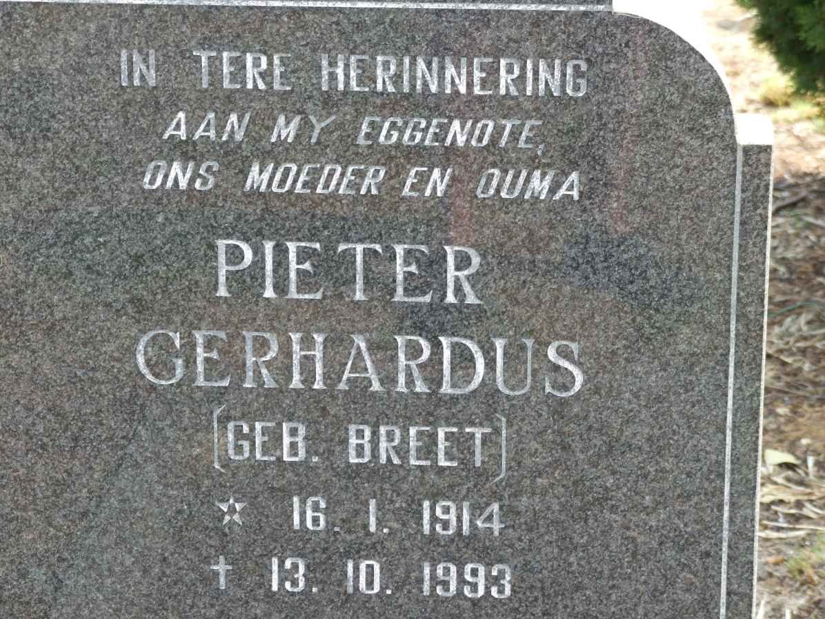 GROBLER Pieter Gerhardus nee BREET 1914-1993