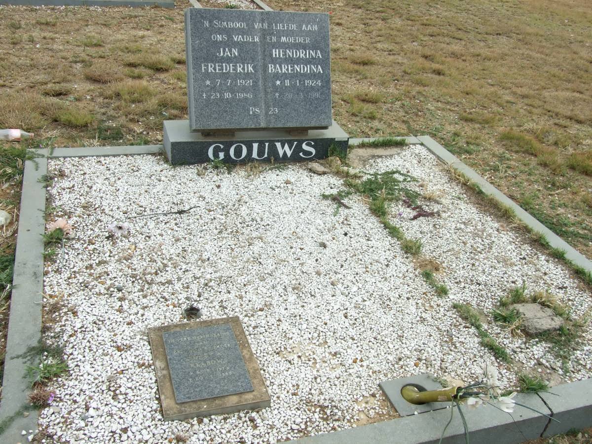 GOUWS Jan Frederik 1921-1986 &amp; Hendrina Barendina 1924-1991 :: REABOW Sidney A. 1973-1989