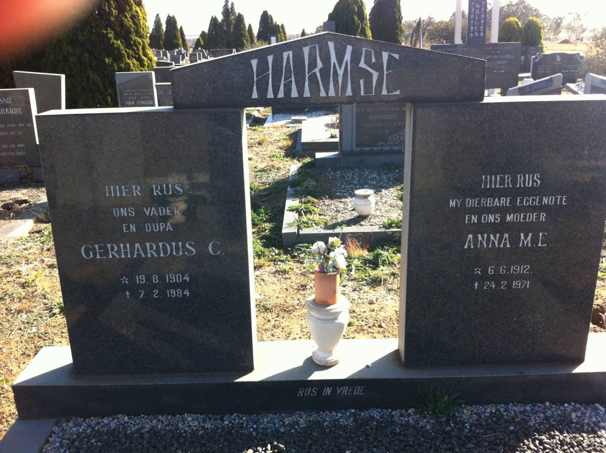 HARMSE Gerhardus C. 1904-1984 &amp; Anna M.E. 1912-1971