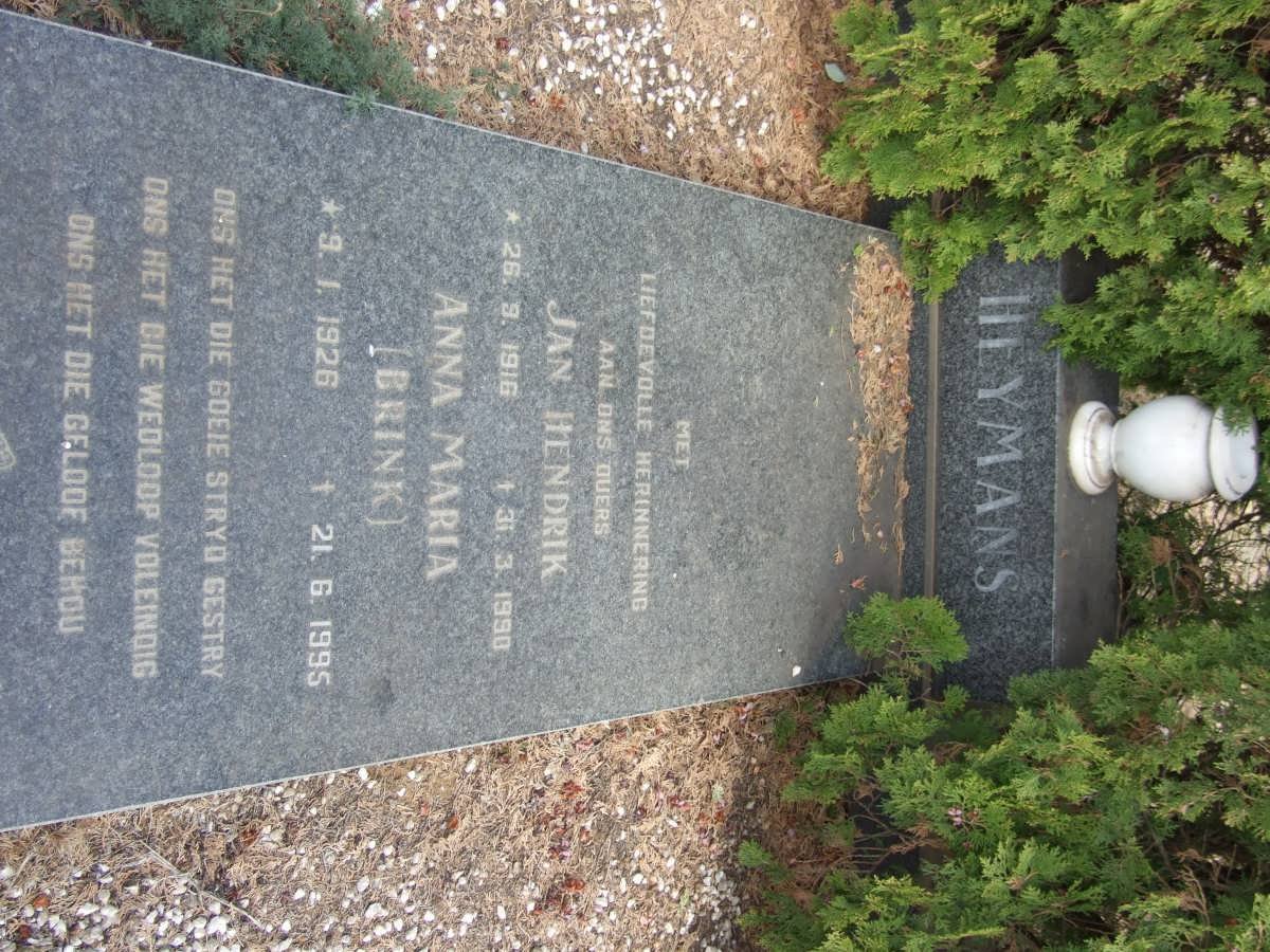 HEYMANS Jan Hendrik 1916-1990 &amp; Anna Maria BRINK 1926-1995