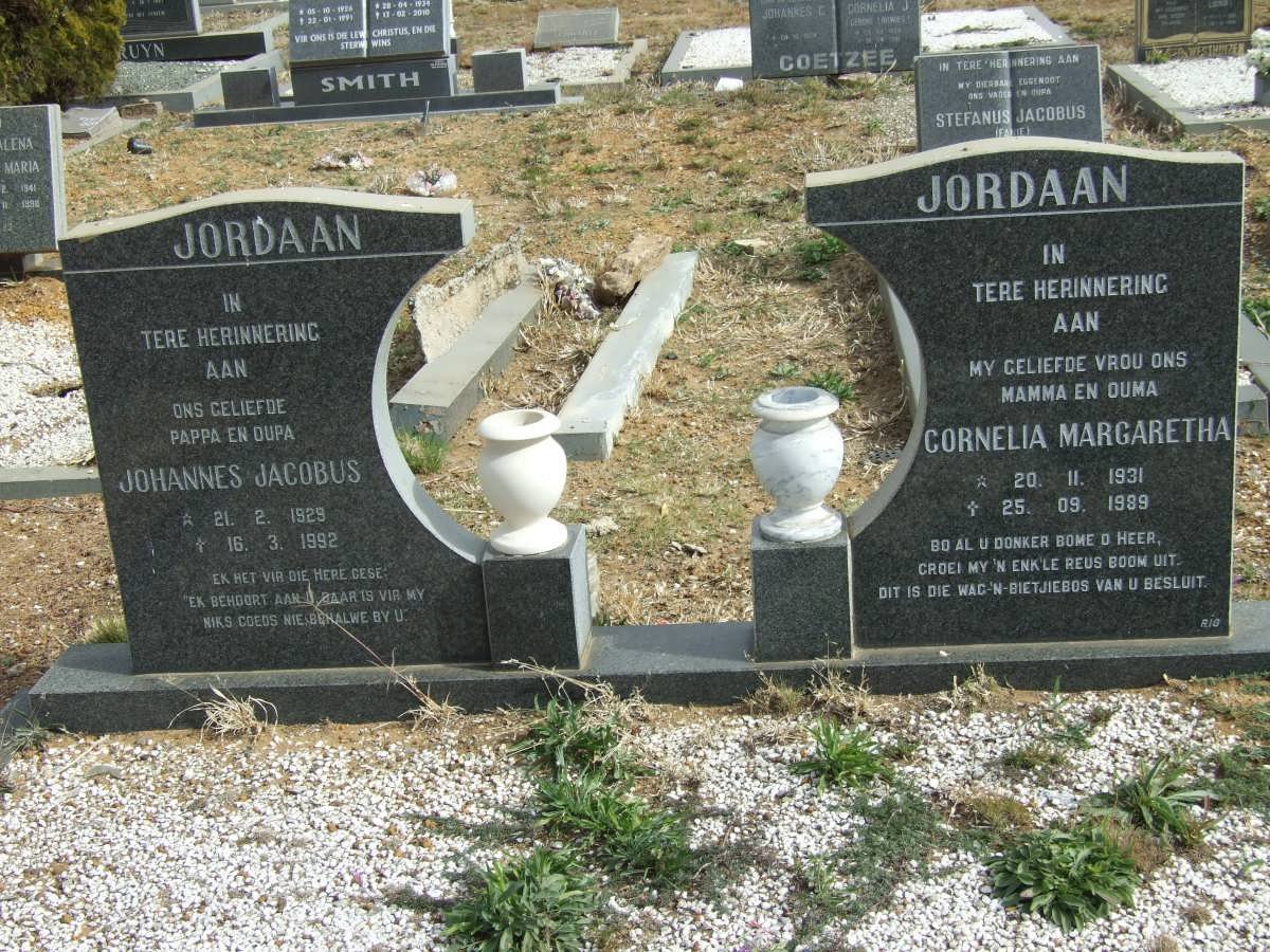 JORDAAN Johannes Jacobus 1929-1992 &amp; Cornelia Margaretha 1931-1989
