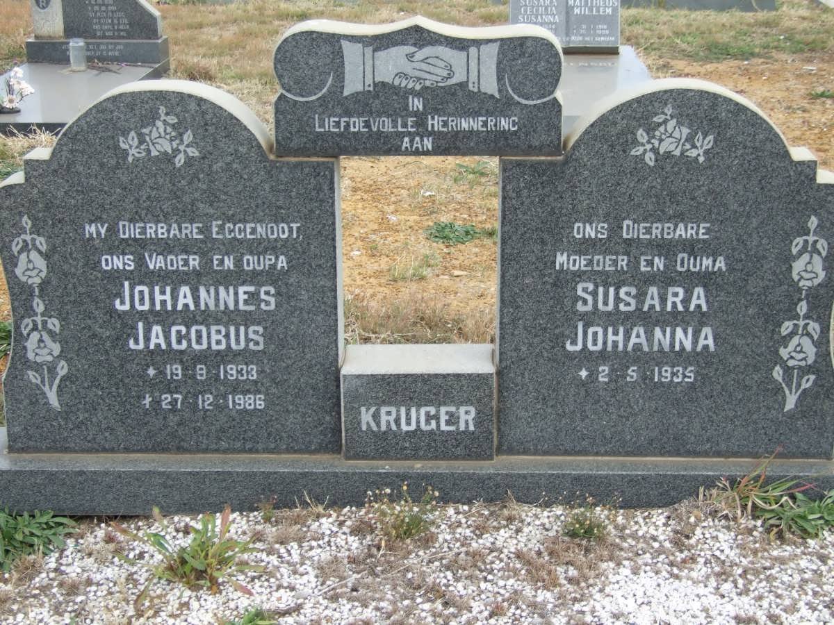 KRUGER Johannes Jacobus 1933-1986 &amp; Susara Johanna 1935-