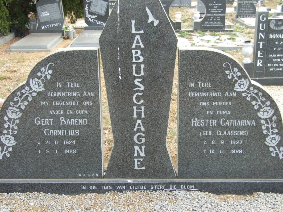 LABUSCHAGNE Gert Barend Cornelius 1924-1988 &amp; Hester Catharina CLAASSENS 1927-1998