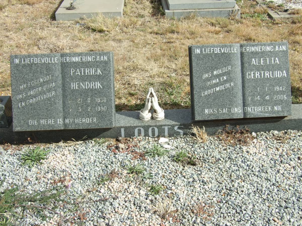 LOOTS Patrick Hendrik 1930-1990 &amp; Aletta Gertruida 1942-2005
