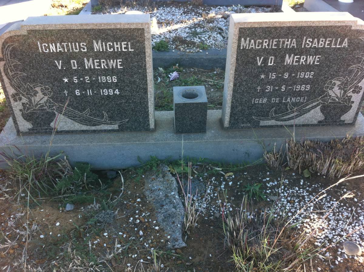 MERWE Ignatius Michel, v.d. 1896-1994 &amp; Magrietha Isabella  DE LANGE 1902-1969