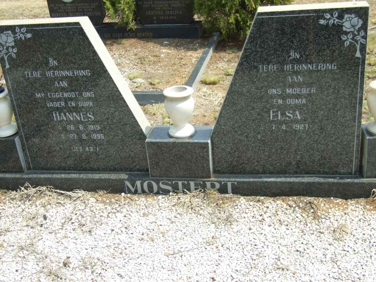 MOSTERT Hannes 1919-1995 &amp; Elsa 1927-