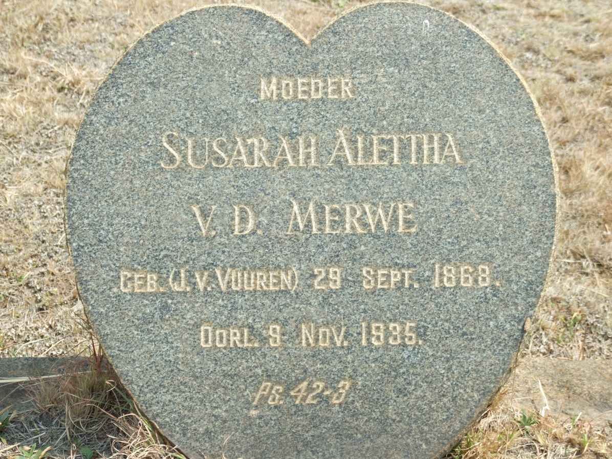 MERWE Susarah Alettha., v.d. nee J.V. VUUREN 1868-1935