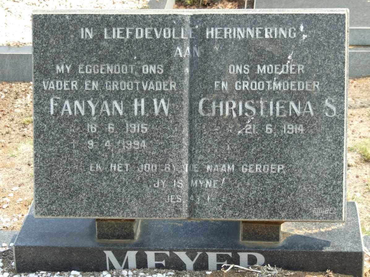 MEYER Fanyan H.W. &amp; Christiena S. 1914-