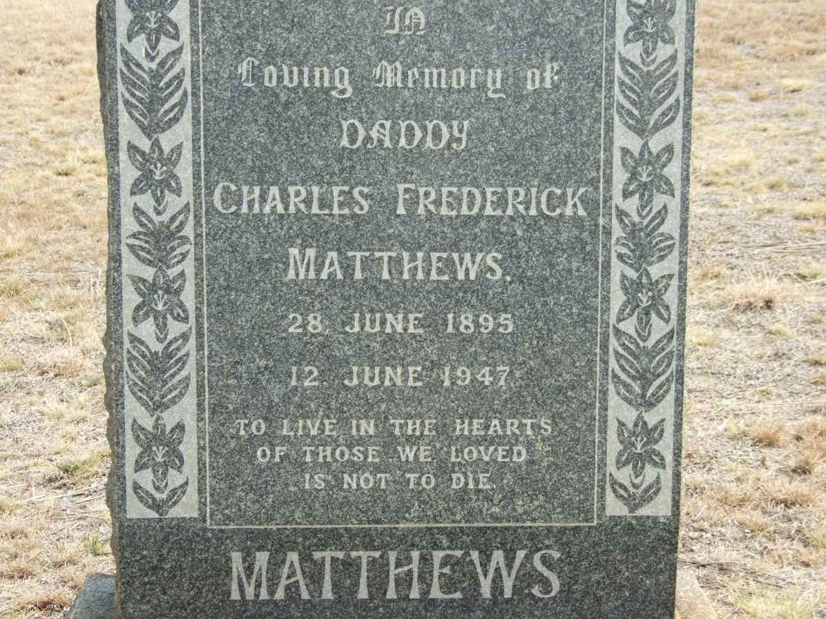 MATTHEWS Charles Frederick 1895-1947 