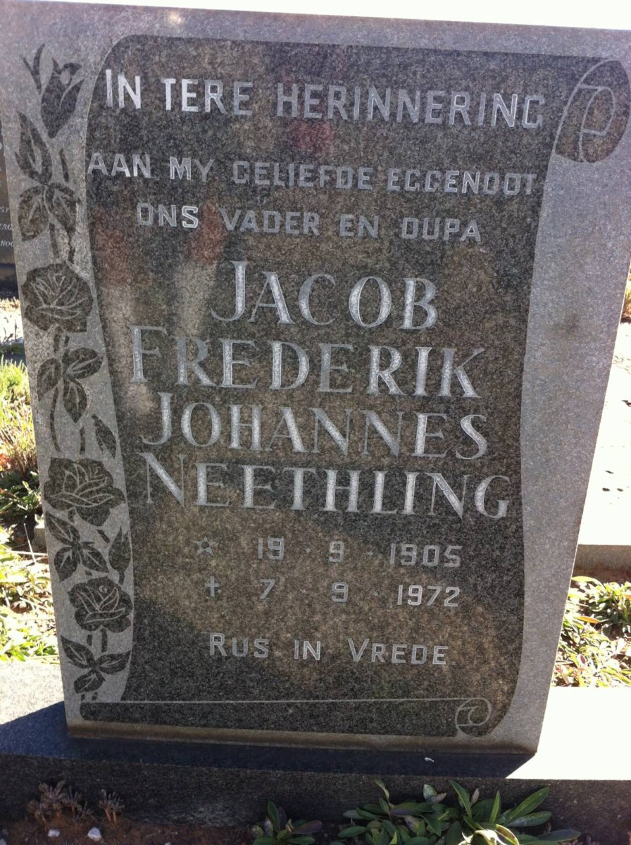 NEETHLING Jacob Frederik Johannes 1905-1972