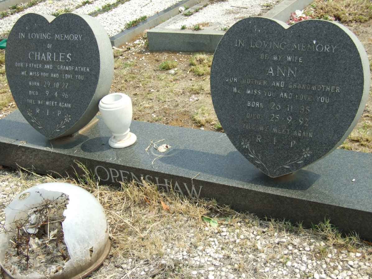 OPENSHAW Charles 1927-1996 &amp; Ann 1935-1992
