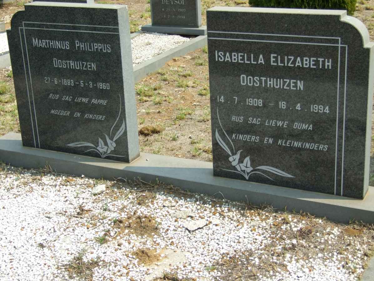 OOSTHUIZEN Marthinus Philippus 1893-1960 &amp; Isabella Elizabeth 1908-1994