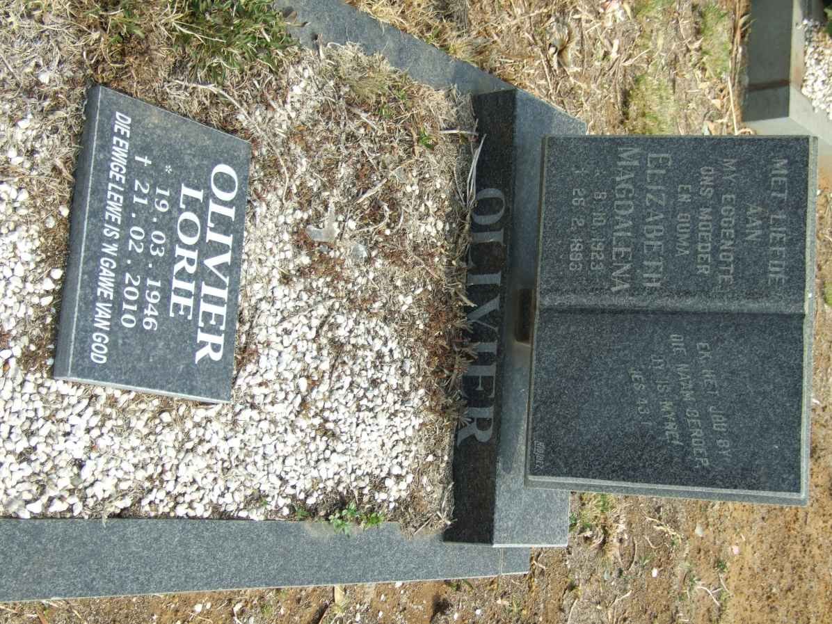 OLIVIER Elizabeth Magdalena 1923-1993 :: OLIVIER Lorie 1946-2010