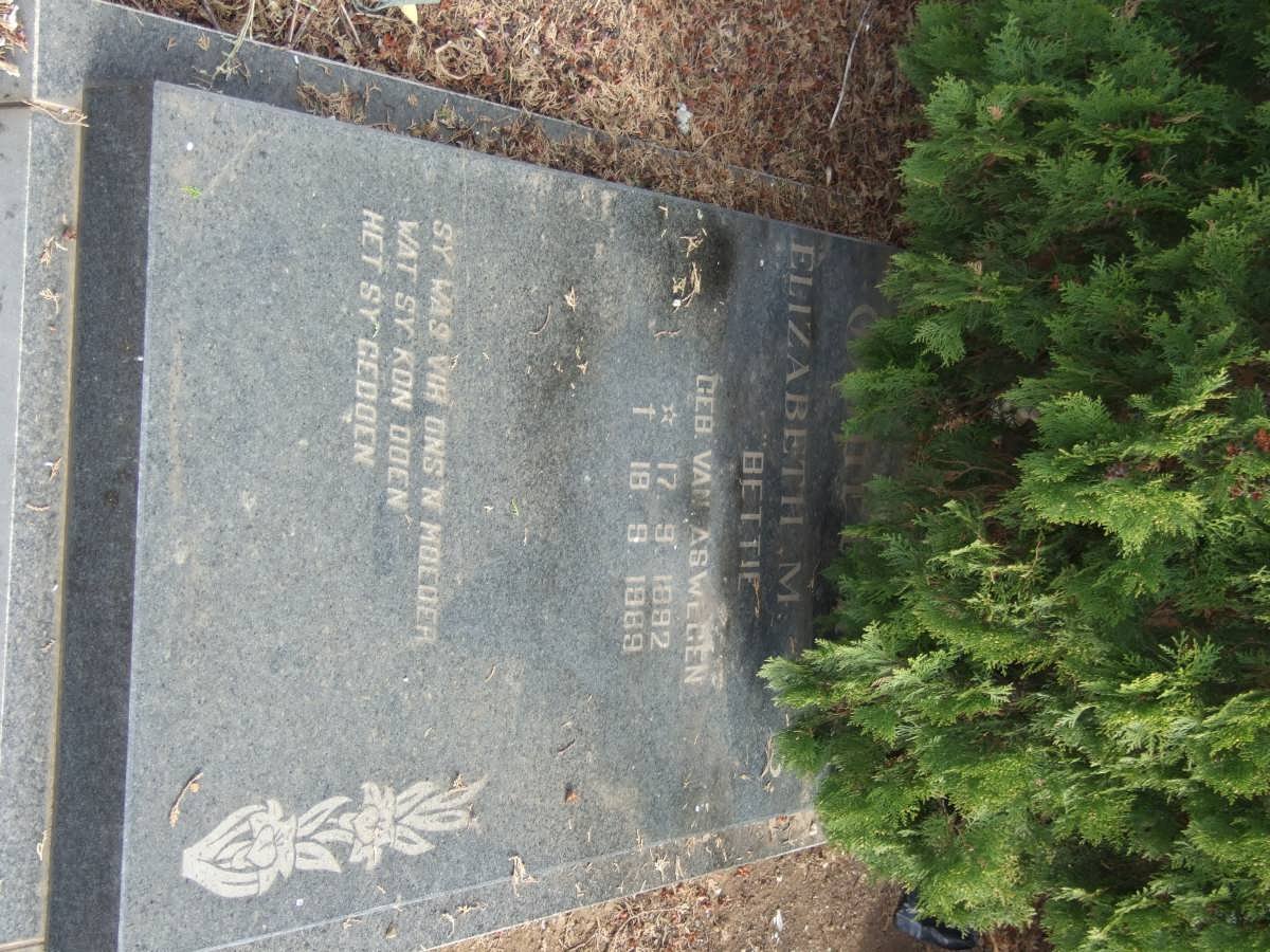 OPPERMAN Elizabeth M.H.S. nee VAN ASWEGEN 1892-1989