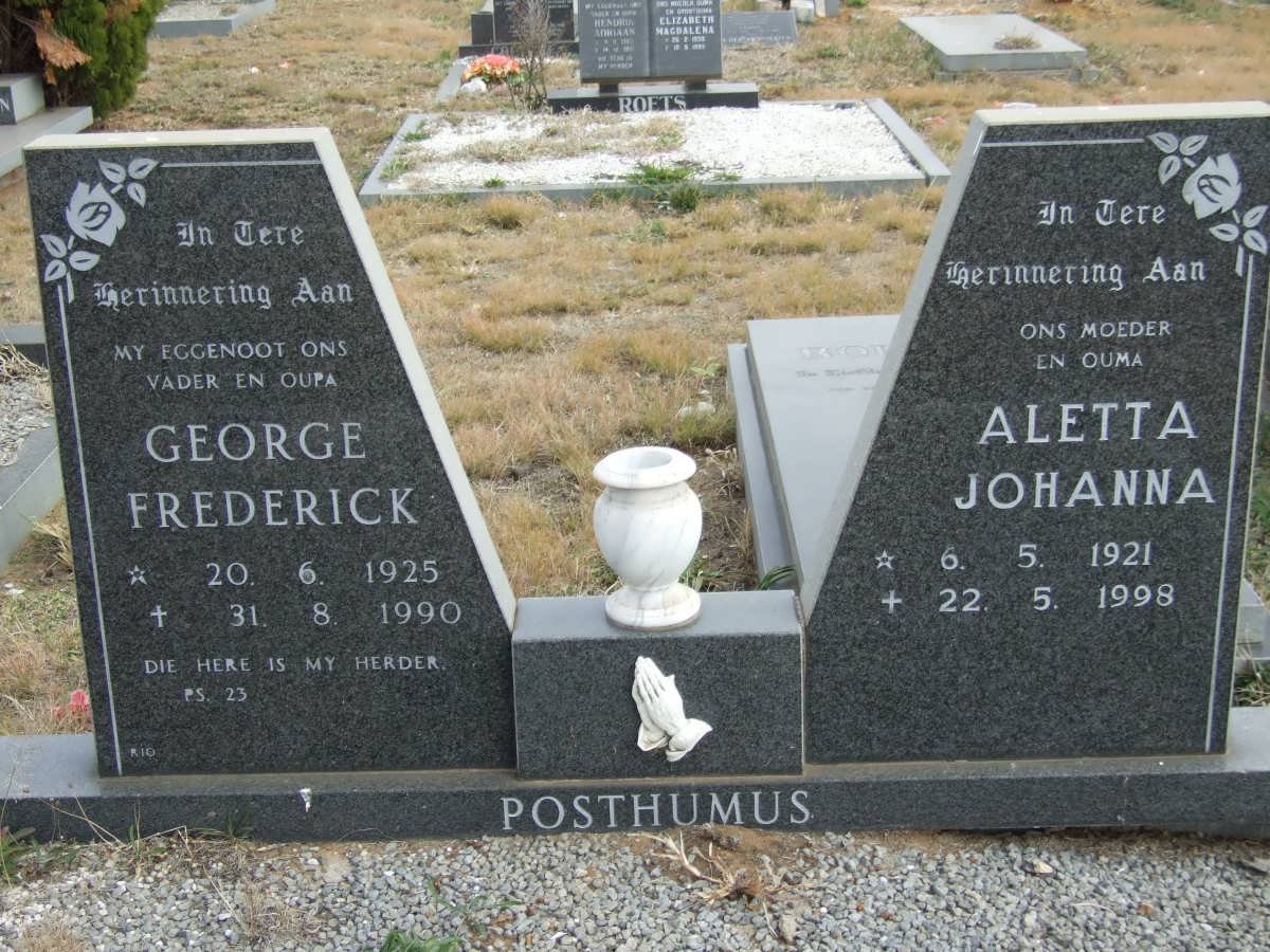 POSTHUMUS George Frederick 1925-1990 &amp; Aletta Johanna 1921-1998